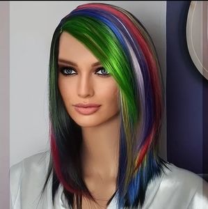 Vibrant rainbow wig
